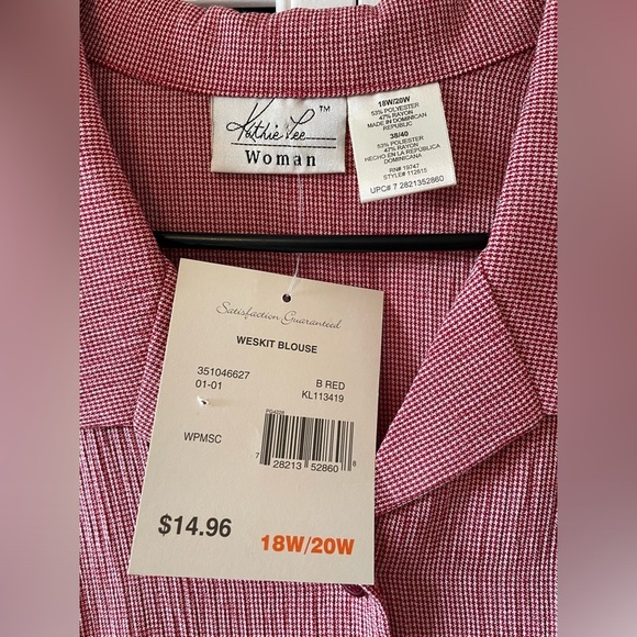 NWT Kathie Lee Woman Vintage Pant Shirt Matching Set Red Checked Size 14-20W - Picture 6 of 16